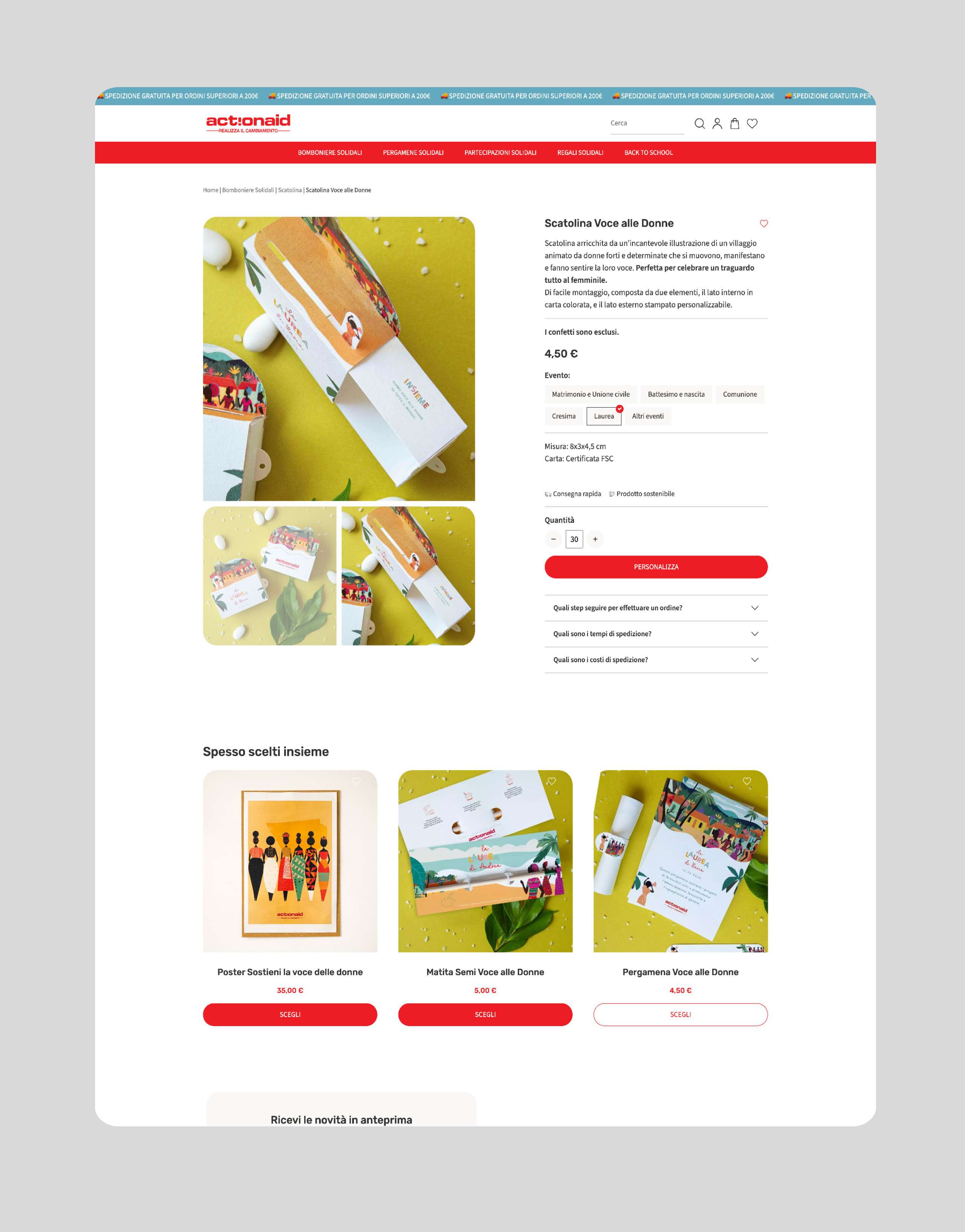 design dello store di Actionaid
